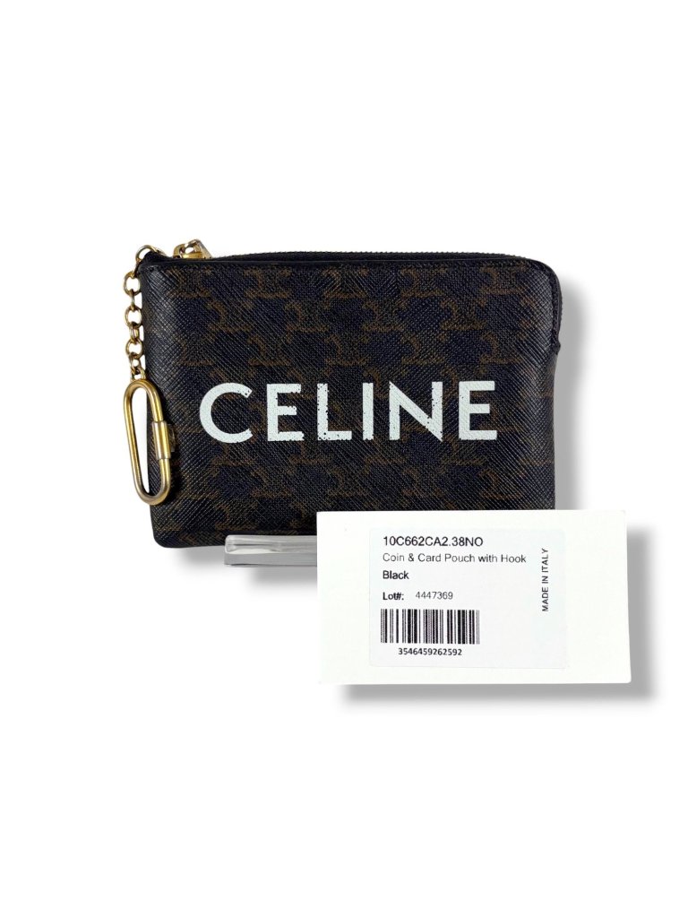 Celine Coin & Card Case Triomphe Canvas Mini Wallet Fragment Black Macadam